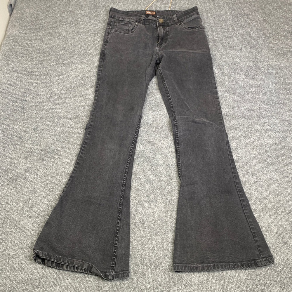Run & Fly Women Black Bell Bottom Flare Jeans Retro 70s Style Size 30 R